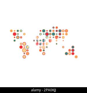 World Map Silhouette Pixelated generative pattern illustration Stock Vector