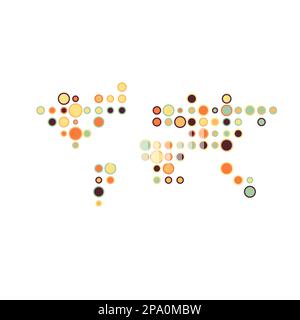 World Map Silhouette Pixelated generative pattern illustration Stock Vector