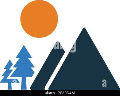 Mountain, scenery icon. Flat style vector EPS use in infographics,web design, presentations and on printed materials. Stock Vector