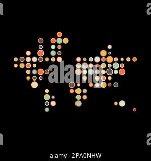 World Map Silhouette Pixelated generative pattern illustration Stock Vector