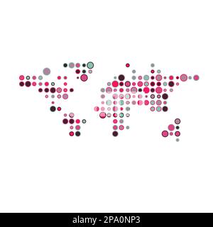 World Map Silhouette Pixelated generative pattern illustration Stock Vector