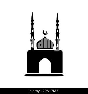 Mosque simple icon, islamic worship place, muslim symbols, vector illustration. Flat mosque icon design vector, mosque silhouette. Hajj, umrah Stock Vector