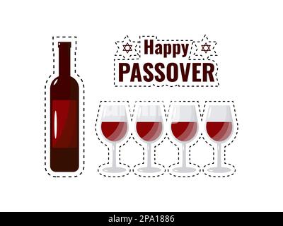 Stickers Jewish holiday Passover, Pesach, traditional icons and symbols ...