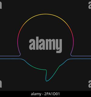 One line drawing of round speech bubble, Rainbow colors on black background vector minimalistic linear illustration made of continuous line Stock Vector