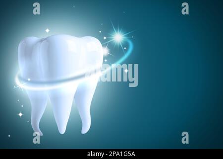 Tooth model with glowing on color background. Dental care Stock Photo ...