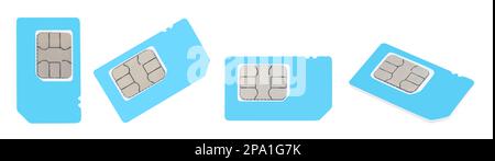 Set with light blue SIM cards on white background. Banner design Stock Photo