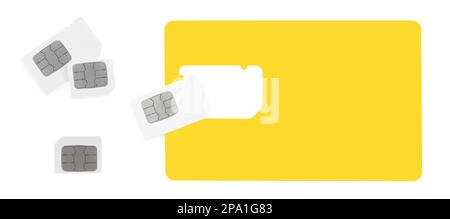 Set with different SIM cards on white background. Banner design Stock Photo
