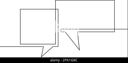 One line drawing of two speech bubbles, Black and white vector minimalistic linear illustration made of continuous line Stock Vector