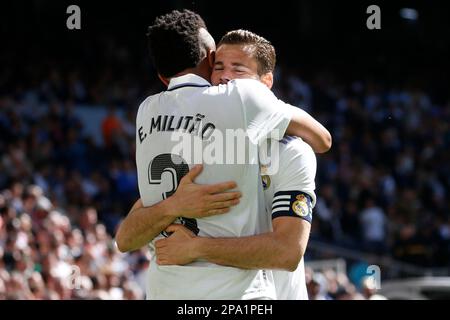 Madrid, Spain. 11th Mar, 2023. Eder Militao of Real Madrid CF during the La Liga match between Real Madrid and RCD Espanyol played at Santiago Bernabeu Stadium on March 11, 2023 in Madrid, Spain. (Photo by Cesar Cebolla / PRESSIN) Credit: PRESSINPHOTO SPORTS AGENCY/Alamy Live News Stock Photo