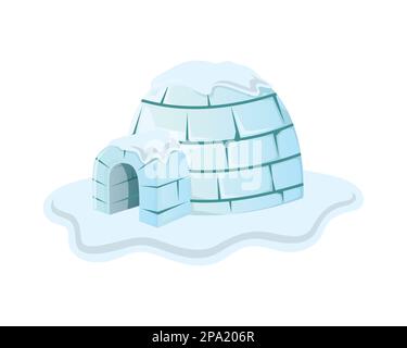 Igloo House Covered in Snow Illustration visualized with Semi Detailed Illustration Stock Vector