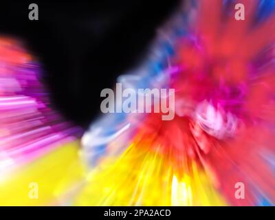 Blurred colored abstract smooth transitions of iridescent  neon colors on black Stock Photo