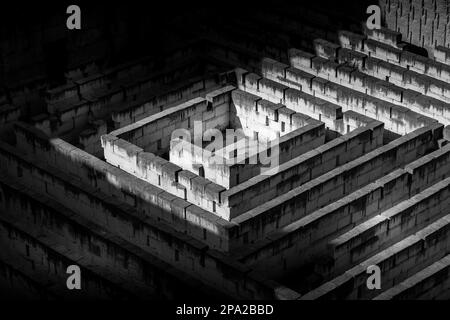 Labyrinth made of stone: conceptual for question, freedom and journey Stock Photo