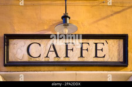 Rome, Italy. Tradiotional vintage style coffee sign on the wall Stock Photo