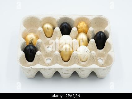 Eggs in a paper tray Stock Photo