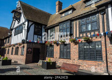 Sandwich Guildhall in the small historic town of Sandwich,( a former Cinque Port) in Kent, Britain.  Sandwich is one of England’s most historic towns Stock Photo