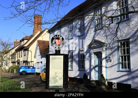 The Town Trail sign, Nethergate Street, Clare village, Suffolk county, England, UK Stock Photo