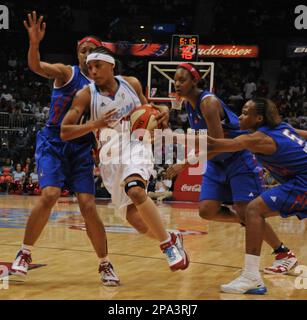 Atlanta Dream guard Betty Lennox (22) heads to the other end of