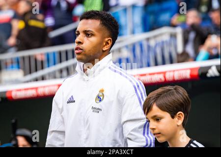 Madrid, Spain. 11th Mar, 2023. Rodrygo (Real Madrid) before the football match betweenReal Madrid and Espanyol valid for the match day 25 of the Spanish first division league â&#x80;&#x9c;La Ligaâ&#x80;&#x9d; celebrated in Madrid, Spain at Bernabeu stadium on Saturday 11 March 2023 Credit: Independent Photo Agency/Alamy Live News Stock Photo
