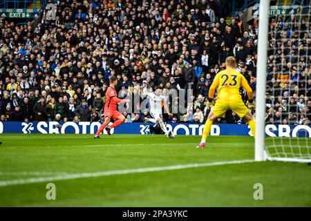 Tyler Adams #12 of Leeds United controls the ball in midfield during the  Premier League match Leeds United vs Brighton and Hove Albion at Elland  Road, Leeds, United Kingdom, 11th March 2023 (