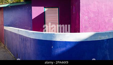 colorful house purple blue orange Stock Photo