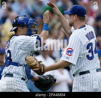 Chicago Cubs closer Kerry Wood follows through against the San