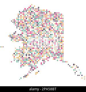 Alaska Map Silhouette Pixelated generative pattern illustration Stock Vector