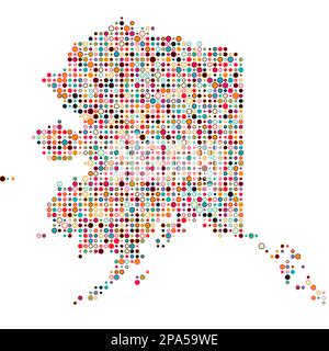 Alaska Map Silhouette Pixelated generative pattern illustration Stock Vector