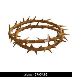 Crown of thorns of Jesus Christ. Religion Easter symbol salvation. 3d icon graphic drawing isolated on white background with clipping path Stock Photo