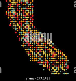 California Map Silhouette Pixelated generative pattern illustration ...