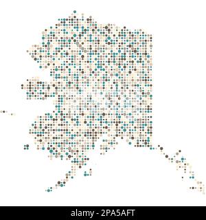 Alaska Map Silhouette Pixelated generative pattern illustration Stock Vector