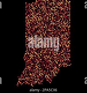 Indiana Map Silhouette Pixelated generative pattern illustration Stock Vector