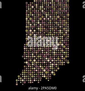 Indiana Map Silhouette Pixelated generative pattern illustration Stock Vector