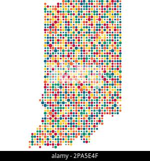 Indiana Map Silhouette Pixelated generative pattern illustration Stock Vector