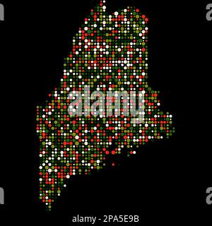 Maine Map Silhouette Pixelated generative pattern illustration Stock Vector