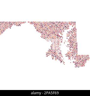 Maryland Map Silhouette Pixelated generative pattern illustration Stock Vector