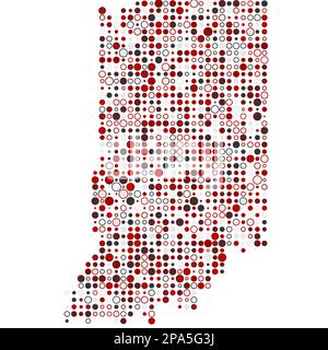 Indiana Map Silhouette Pixelated generative pattern illustration Stock Vector