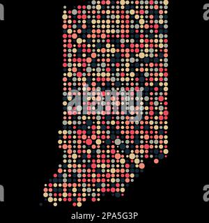 Indiana Map Silhouette Pixelated generative pattern illustration Stock Vector