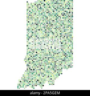 Indiana Map Silhouette Pixelated generative pattern illustration Stock Vector