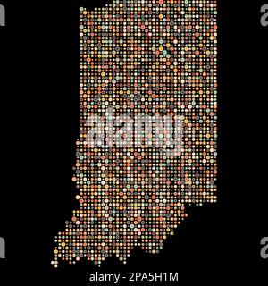 Indiana Map Silhouette Pixelated generative pattern illustration Stock Vector
