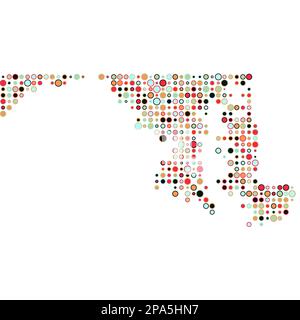 Maryland Map Silhouette Pixelated generative pattern illustration Stock Vector