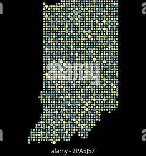 Indiana Map Silhouette Pixelated generative pattern illustration Stock Vector