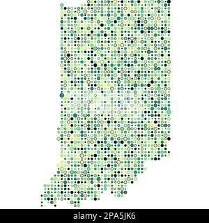 Indiana Map Silhouette Pixelated generative pattern illustration Stock Vector