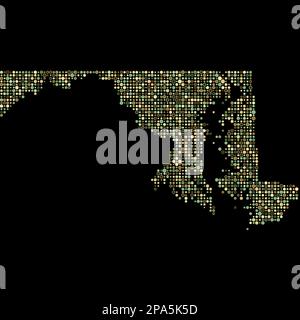 Maryland Map Silhouette Pixelated generative pattern illustration Stock Vector