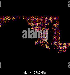 Maryland Map Silhouette Pixelated generative pattern illustration Stock Vector