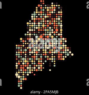 Maine Map Silhouette Pixelated generative pattern illustration Stock Vector