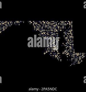 Maryland Map Silhouette Pixelated generative pattern illustration Stock Vector