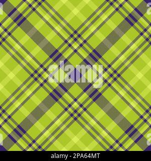 Vector texture textile. Plaid check background. Seamless fabric pattern tartan in indigo and lime colors. Stock Vector