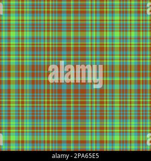 Texture plaid background. Textile tartan fabric. Vector pattern check seamless in cyan and green colors. Stock Vector