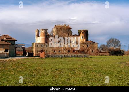 Racconigi, Piedmont, Italy - March 10, 2023: Bonavalle Castle in the countryside near Racconigi in the upper Po Valley Stock Photo