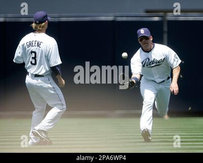 St. Louis Cardinal centerfielder Jim Edmonds smashs into the wall